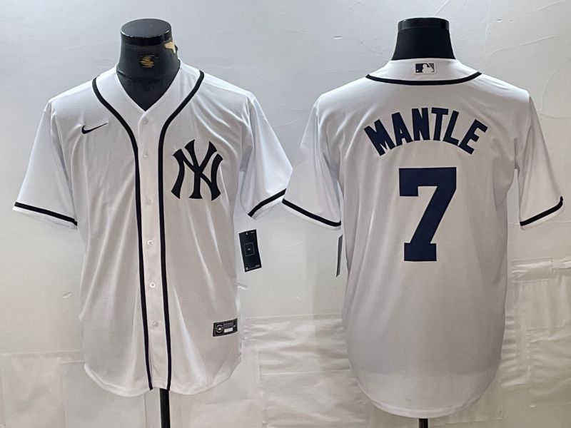 Men New York Yankees #7 Mantle White Third generation joint name Nike 2024 MLB Jersey style 1->new york yankees->MLB Jersey